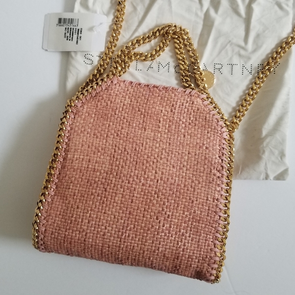 Stella McCartney Tiny Falabella Three Chain Raffia Crossbody Bag Bags